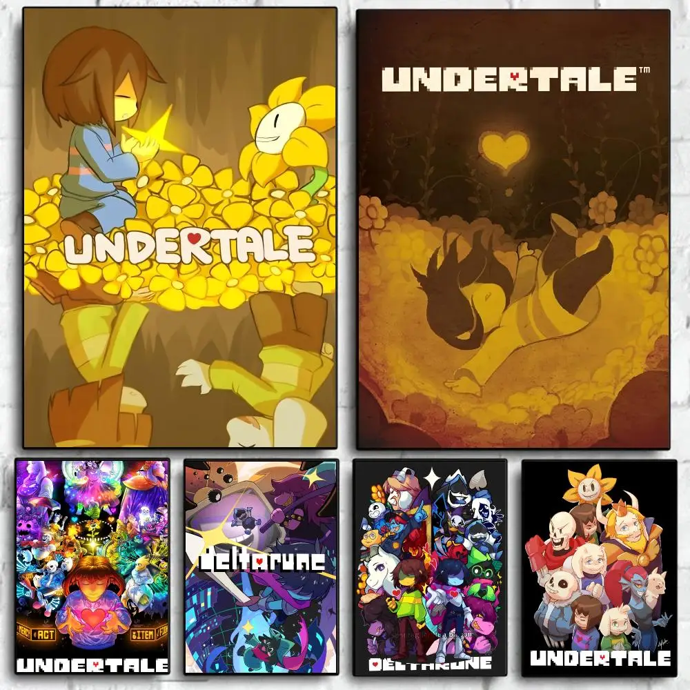 Classic Game Hot Video Game U-Undertale Poster Self Adhesive Wall Art Decor for Bedroom Living Room Office Home Decor Gift