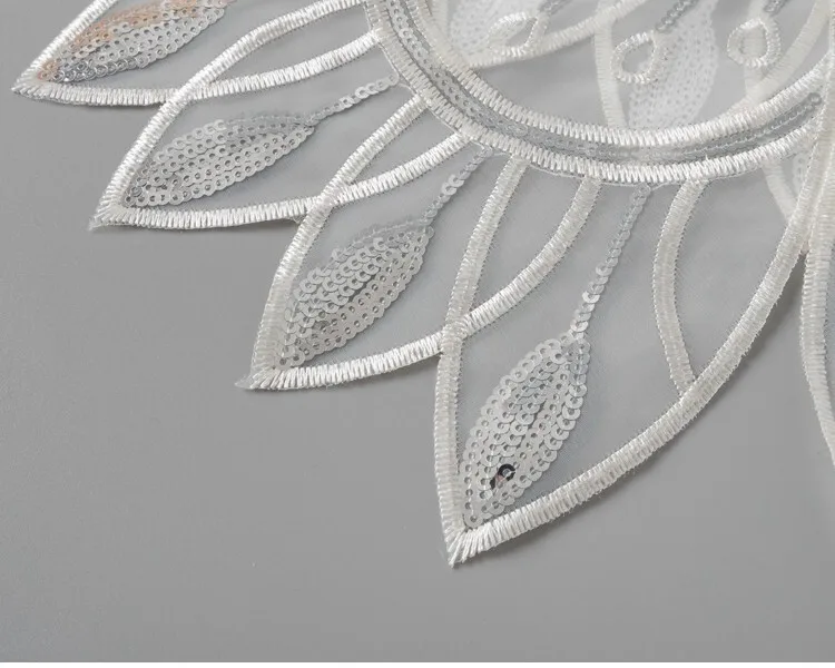 1pcs Euganza sequin embroidered fake collar patches for clothing Versatile outer scarf,small scarf,shawl parches ropa