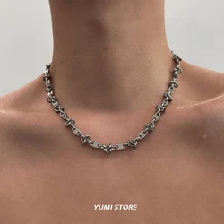 Hip Hop Stainless Steel Splicing Necklace for Man Woman Punk Clavicle Sweater Chain Luxury Unisex Jewelry Accessories Wholesae