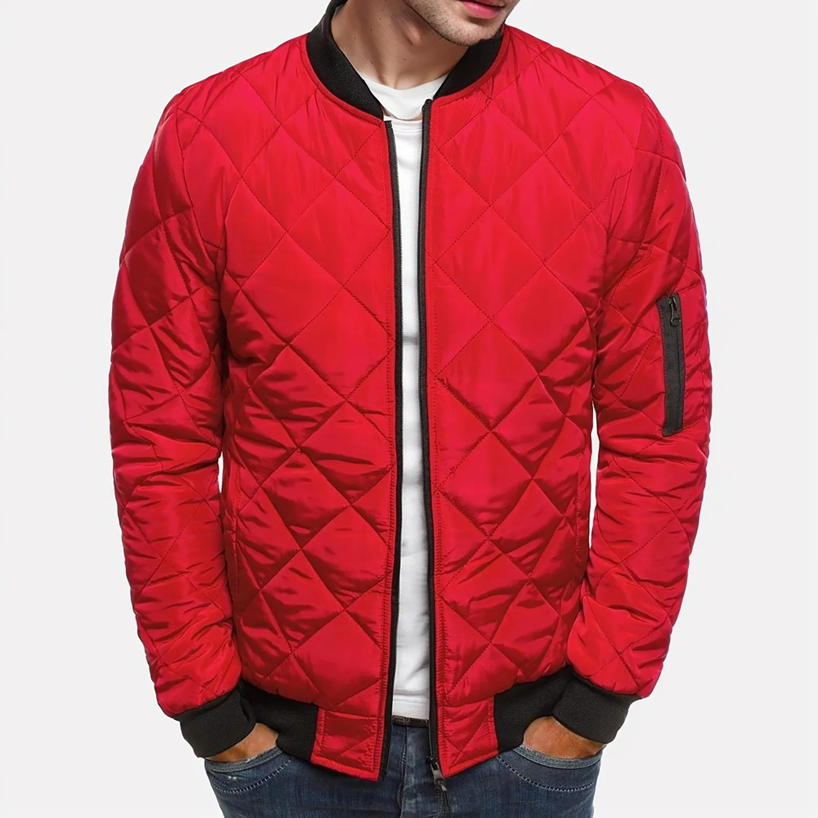 Winter Warm Cotton-padded Jacket Solid Color Jacket Cotton-padded Jacket  Stitched Thickened Collar Cotton-padded Jacket