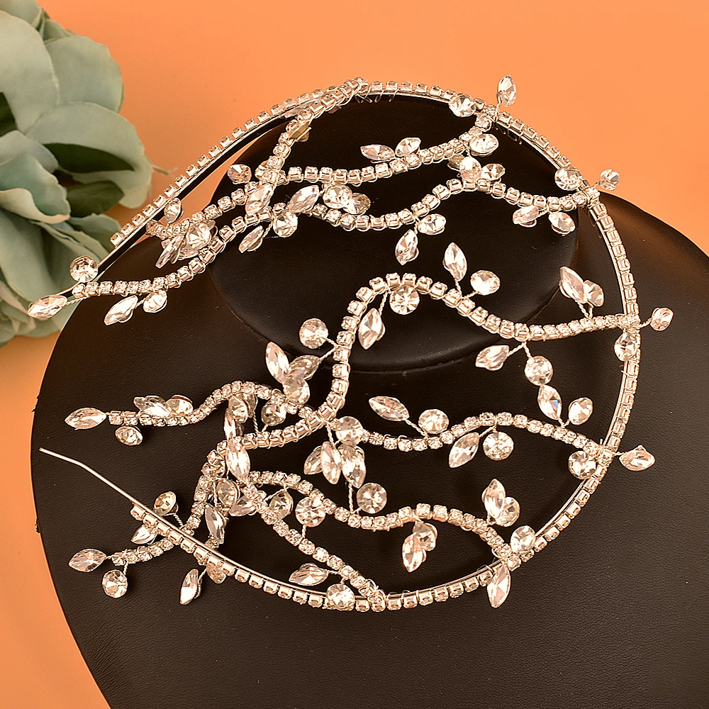 DZ232 Silver Bride Headdress Rhinestone Headband Elegant Party Headwear Hair Accessorie Princesss Headpieces for Women Tiara