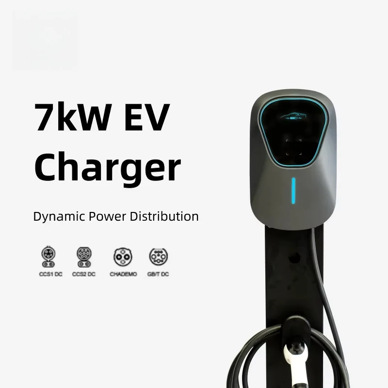 Advanced 32A 7kW AC EV Charger with RFID Type 1 Interface 200-220V Input Wall-Mounted Black