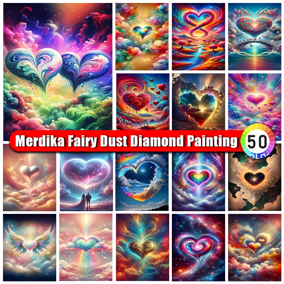 

Merdika Fairy Dust Diamond Painting Landscape Colorful 5D Full Rhinestone Diamond Embroidery Scenery Love Mosaic Home Decoration