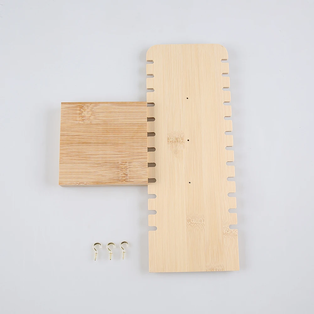 الخيزران الخشب مجوهرات عرض موقف مستطيل انفصال KD ضربة أسفل قلادة خشبية تظهر الرف مجوهرات حامل مُنظِم الرف #6