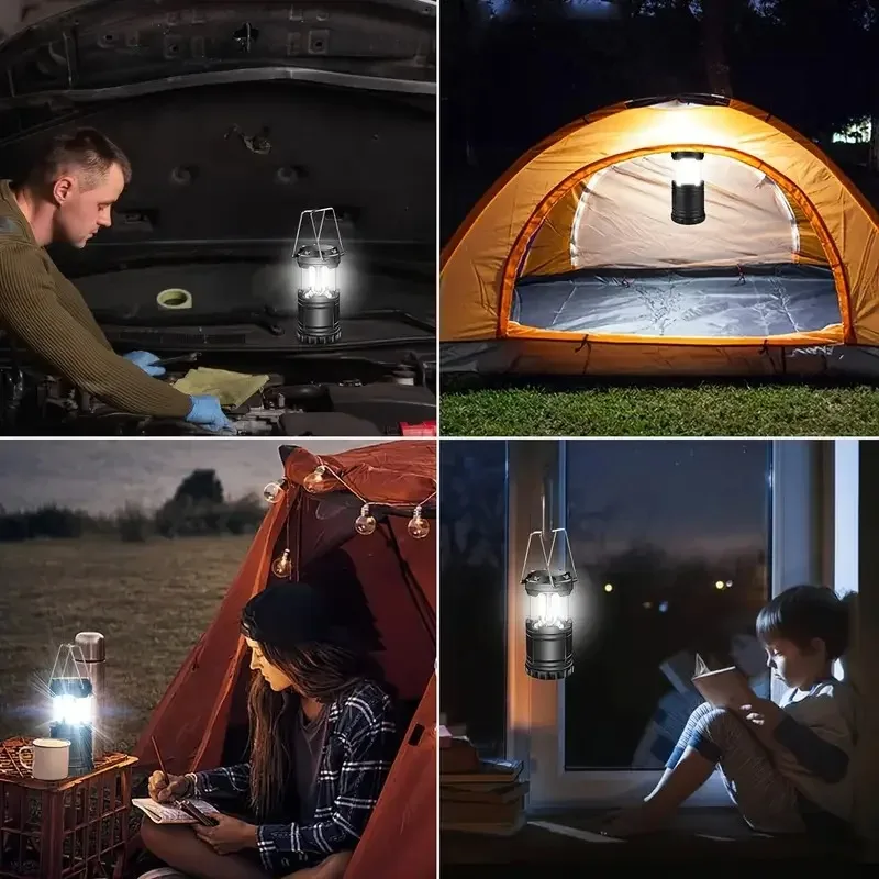 Bright LED Camping Lantern Portable and Collapsible Emergency Flashlight Battery Power Tent Lights for Outdoor Activities