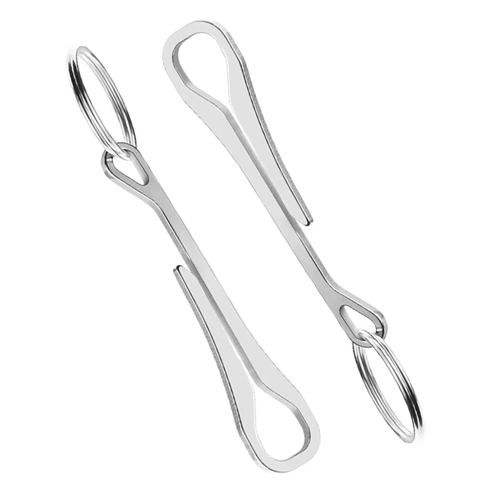 

2 Pcs Stainless Steel Keychain Clips Hooks Buckles Portable Outdoor Camping Hiking Travel Key Rings Clamps Pocket Clip