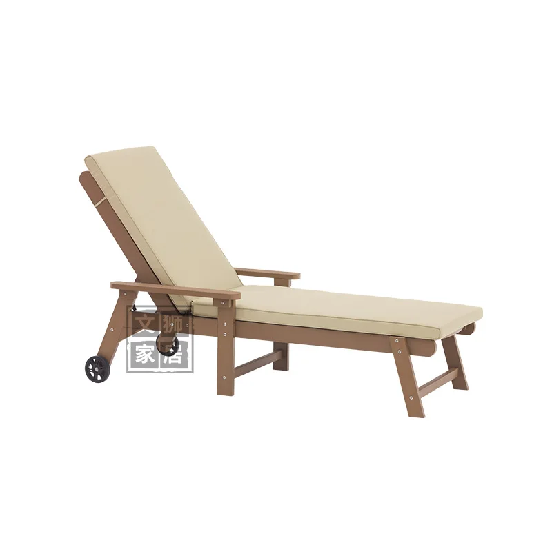 4-Gear قابل للتعديل في الهواء الطلق المتسكع بركة البلاستيك الخشب كرسي الشاطئ فندق في الهواء الطلق المتسكع مسند الظهر كرسي الترفيه #5