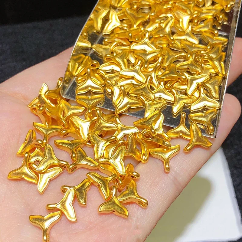 999 Pure Gold Pendant Necklace Real 24K Gold Fish Tail Pendant for Women Fine Jewelry Wedding Gift