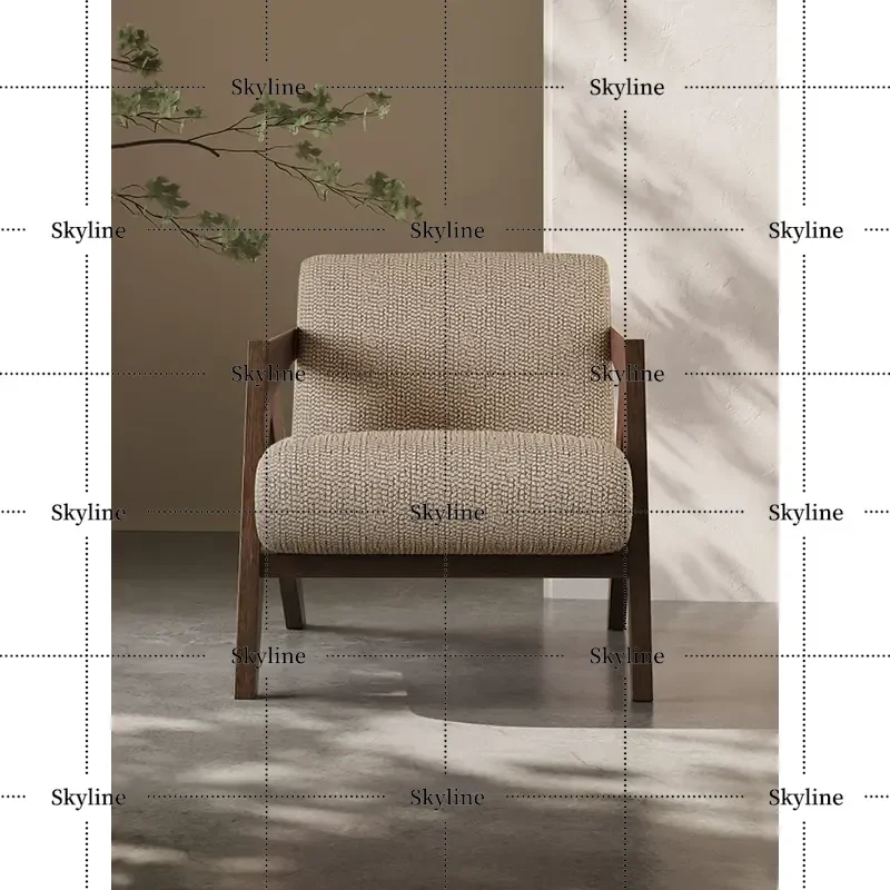 for Mairhk Richard Solid Wood Single Sofa Chair Living Room Antique Home Balcony Removable Backrest Leisure Chair