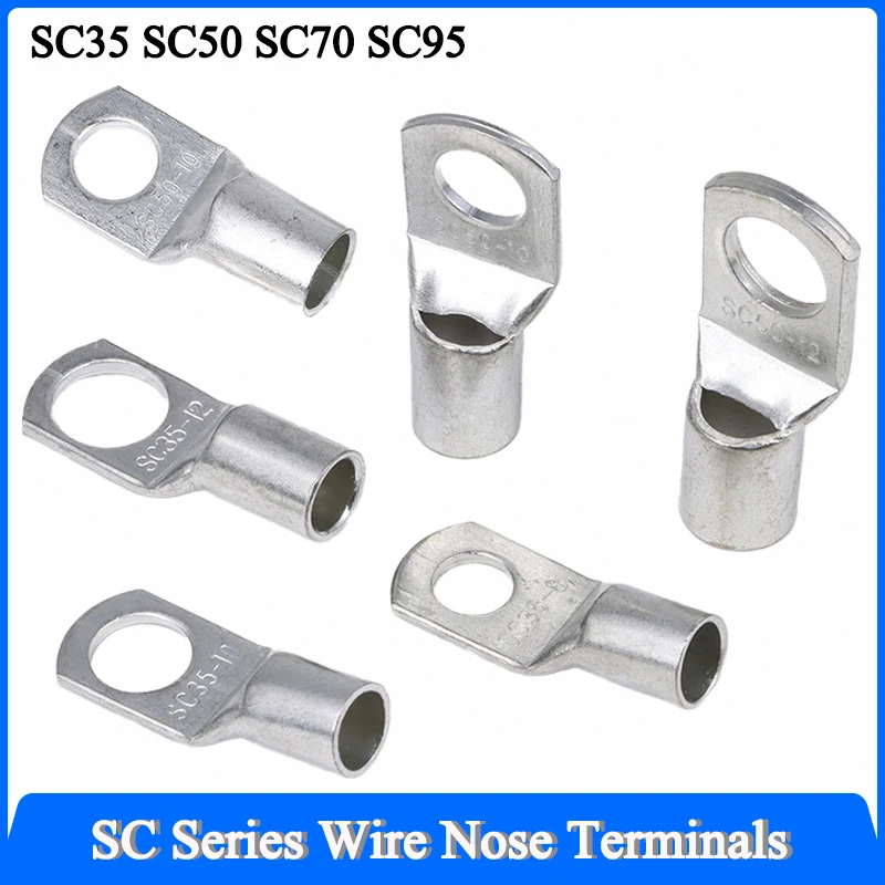 

SC Type Wire Nose Terminal SC35 SC50 SC70 SC95 Bare Copper Battery Block Lugs Hole ID 6 8 10 12mm Crimp DTGA Cable End Connector