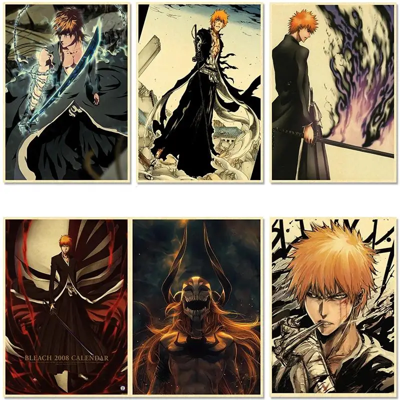 Vintage BLEACH Anime Poster  K High Quality Kraft Paper Print Artistic Wall Decor for Home Interior Ideal Picture Art Sticker fo