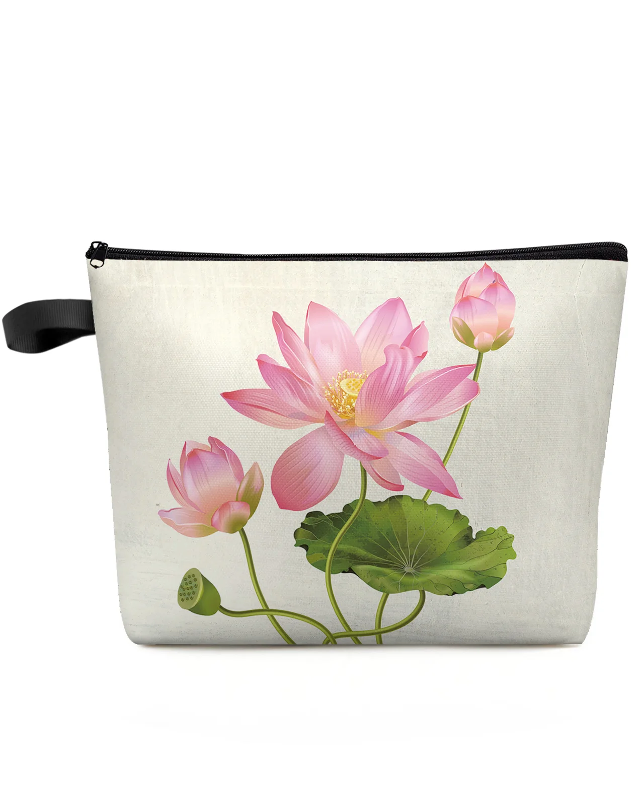 Plant Pink Lotus Makeup Bag Pouch Travel Essentials Lady Women Cosmetic Bags Toilet Organizer Kids Storage Pencil Case