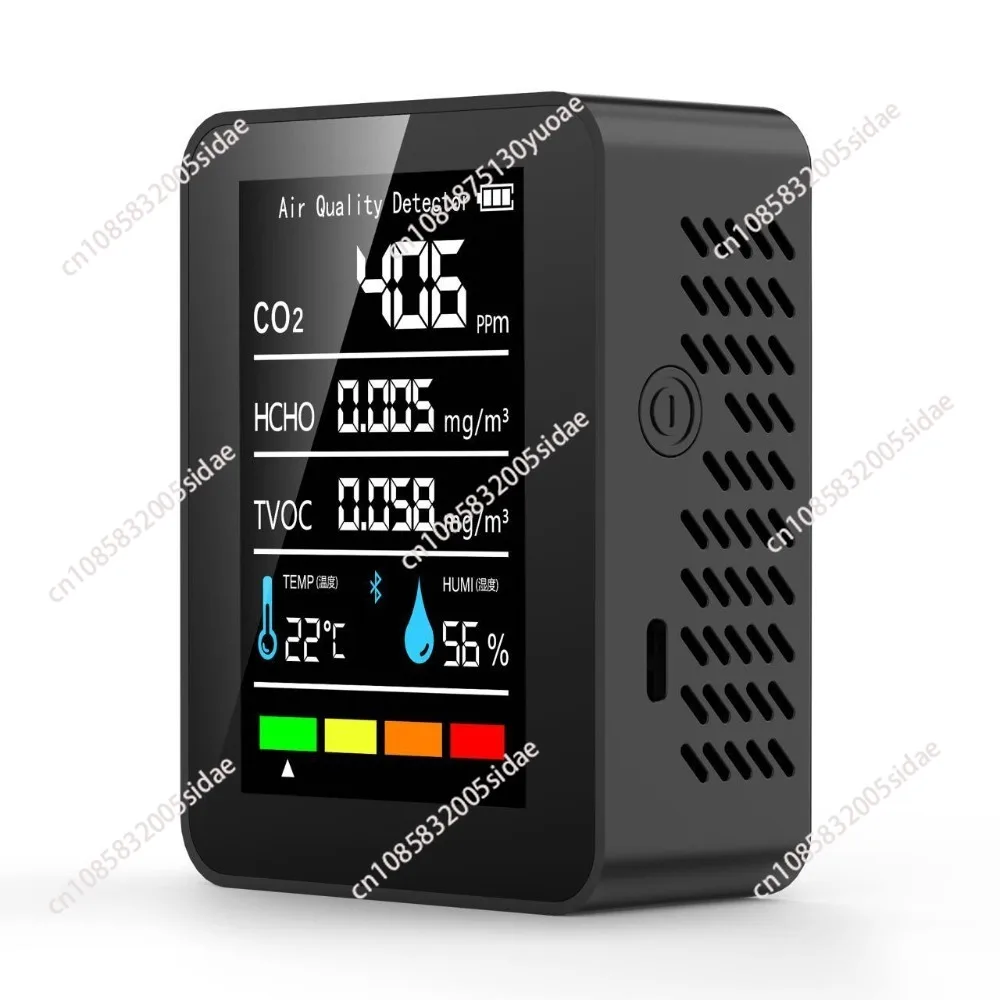 Air Quality detector 5 in 1 Indoor CO2 Detector Formaldehyde HCHO TVOC Tester LCD Temperature Humidity Tester Alarm CO2 Meter