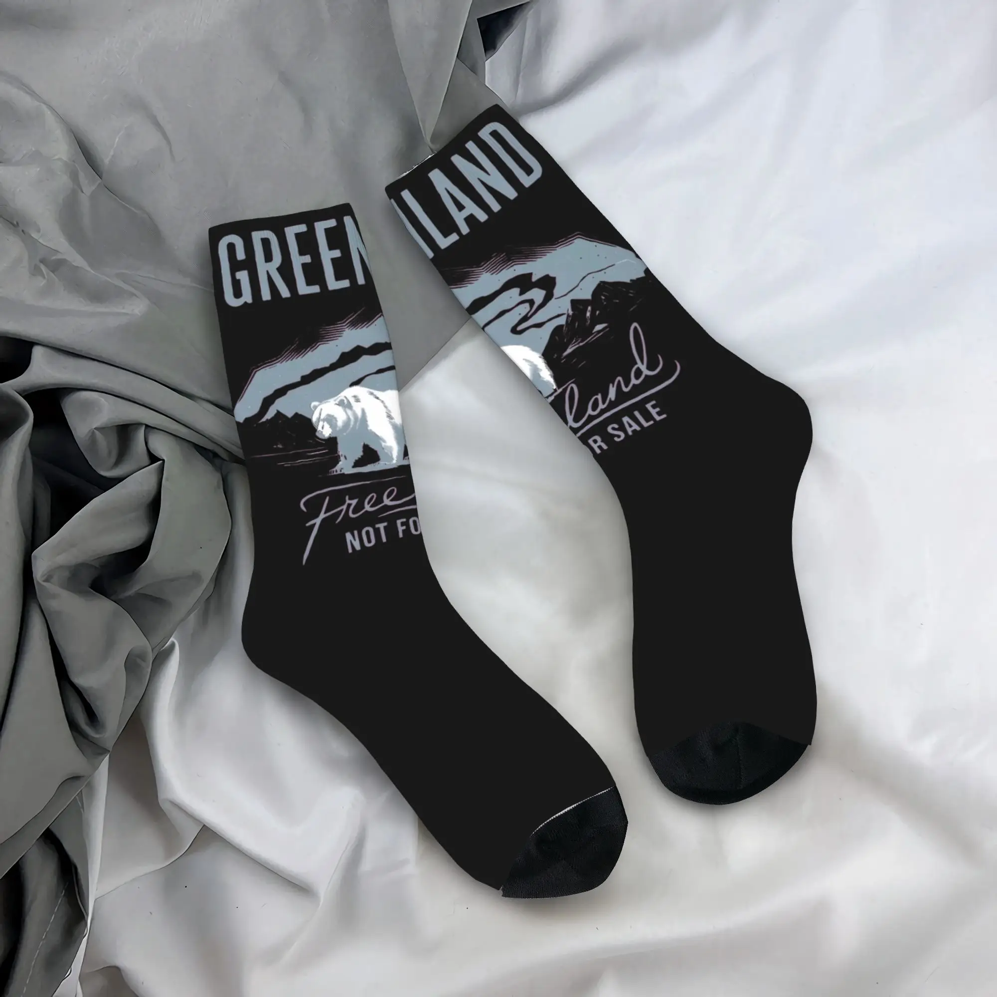 

Greenland Is Not For Sale Socks Non Skid Stockings Unisex Men Quality Outdoor Sports Socks Autumn Leisure Pattern Socks