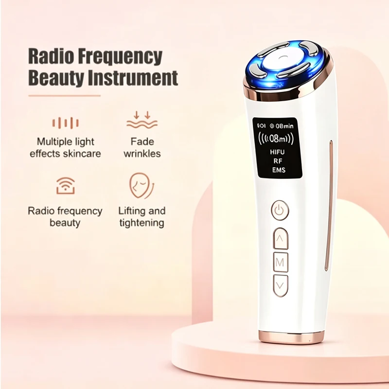 Home Use Mini HIFU Machine RF LED HIFU Ultrasonic Skin Tightening Facial Lifting Device Face Chin Neck Eye Anti Wrinkle Massager