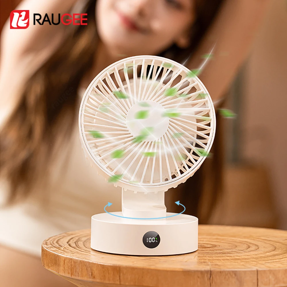 مروحة مكتب USB قابلة لإعادة الشحن مروحة مكتب مع 5 تروس LED عرض مروحة مكتب صغيرة محمولة لتبريد الهواء مروحة سطح المكتب فائقة الجودة