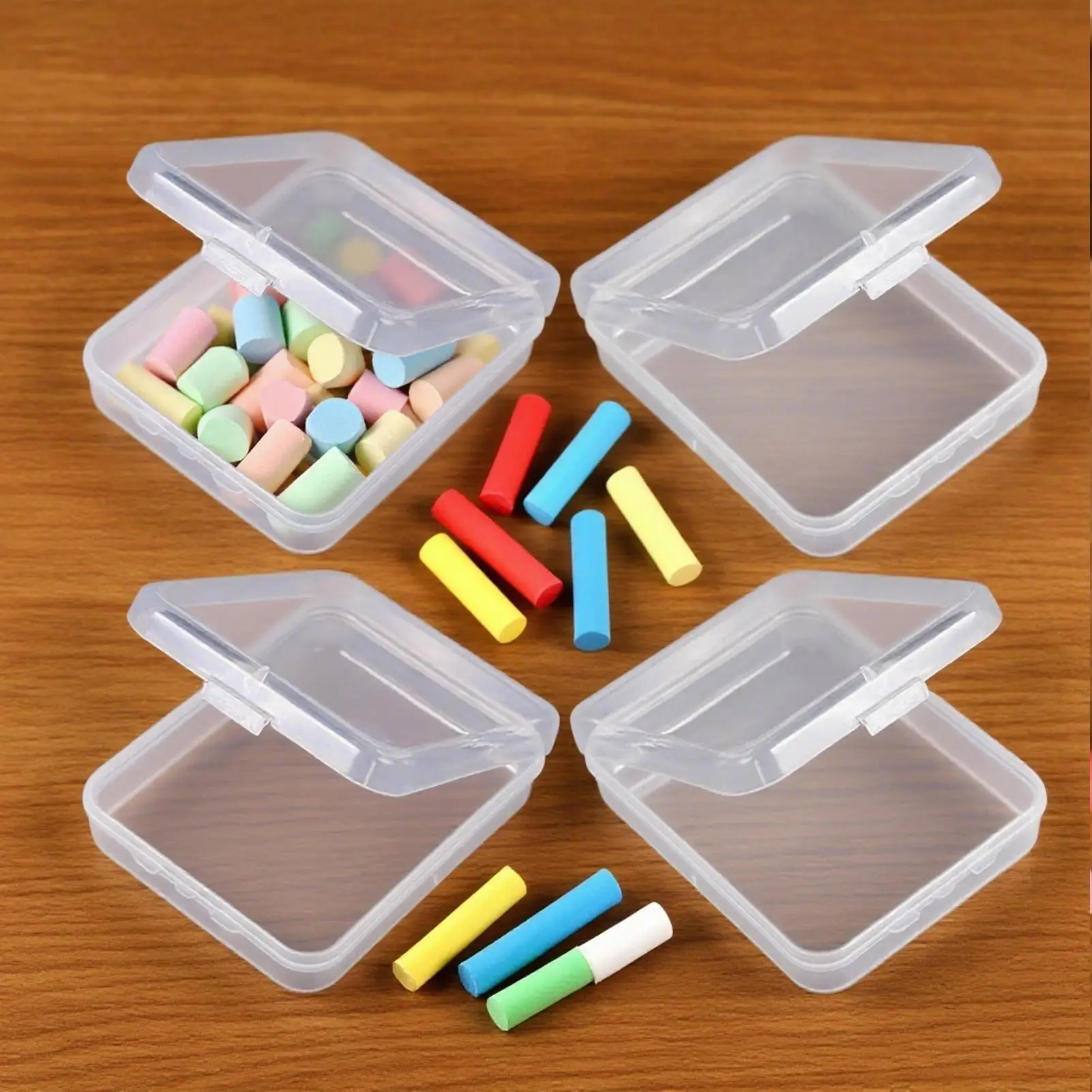 4-Piece Transparent Chalk Storage Box - Space-Saving Blackboard Chalk Organizer for Classroom & Teacher Supplies