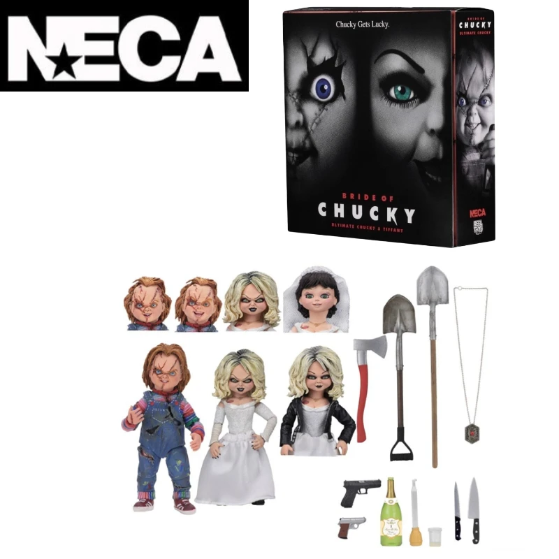 

In Stock NECA Original Bride of Chucky Scale Action Figure Ultimate Chucky and Tiffany 2Pack Collection of Gifts To The Boy