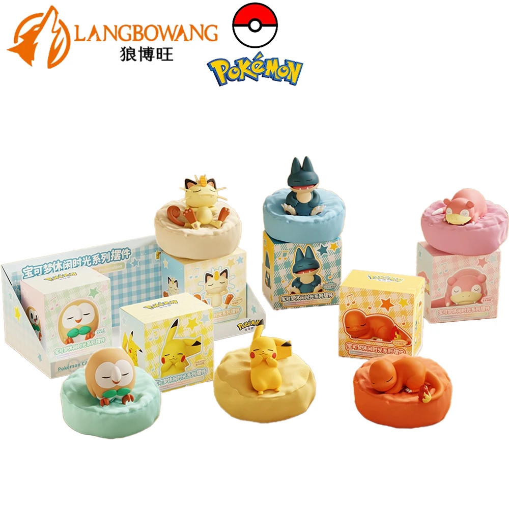 In Stock Original Langbowang Toys Pokemon Sleep V2.0 Pikachu Charmander Gonbe Kawaii Anime Figures Model Toys Gifts