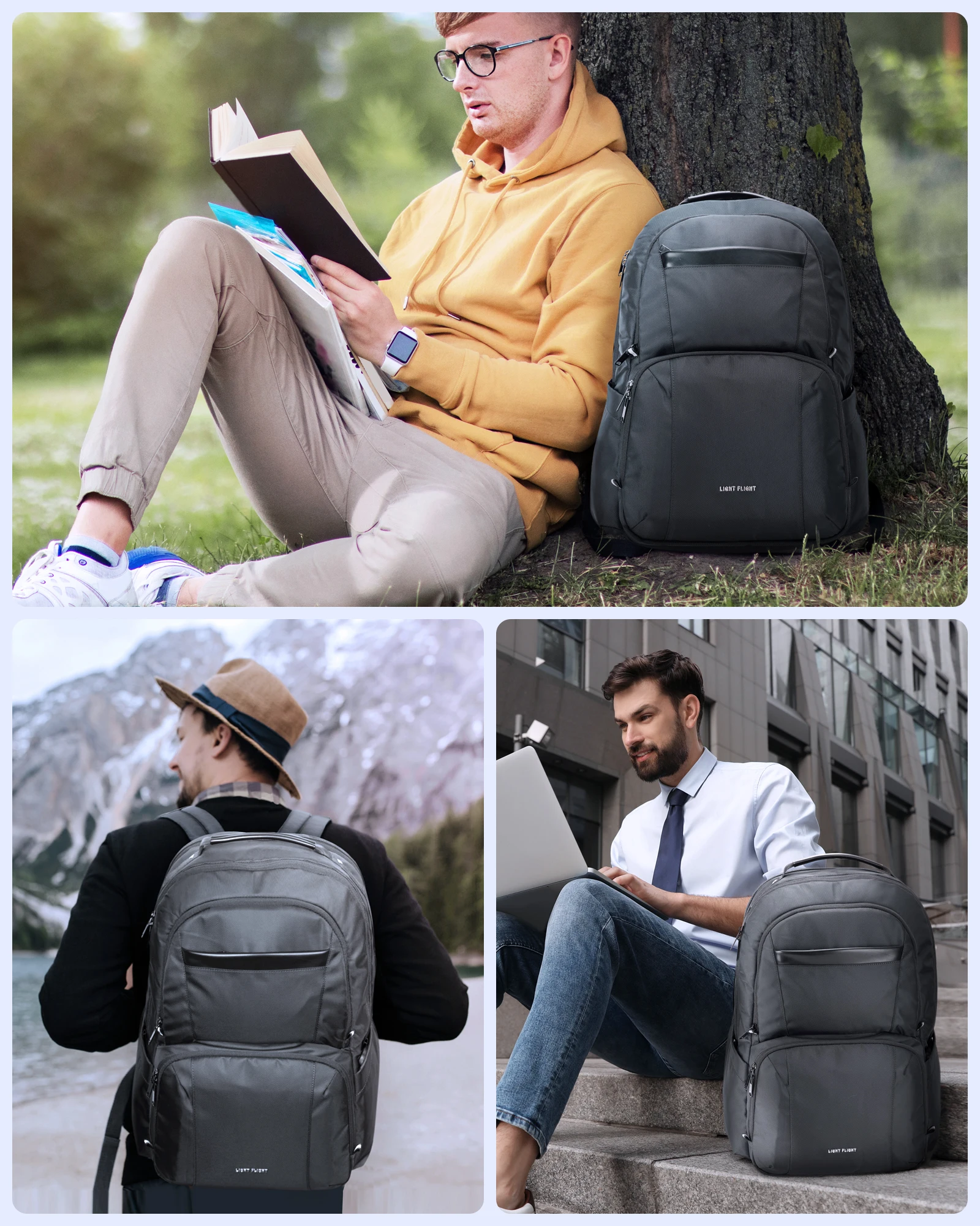 BAGSMART 40L Large Capacity Waterproof Backpacks USB Charging 17.3\'\' Laptop Bags Multifunctional Business Travel Bag for Men