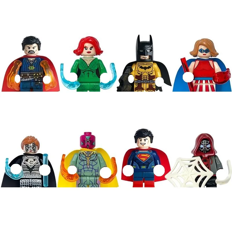 24/12/8 قطعة، مارفل خارقة الرجل الحديدي، الرجل العنكبوت، كابتن أمريكا، هدايا لعبة تجميع الأطفال، مكعبات بناء صغيرة
