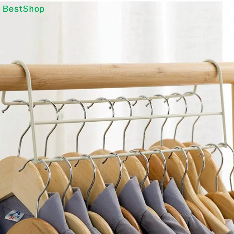 〔Q〕Space Saving Metal Iron Closet Hanger Organizer High Low Staggered Multi Function Wardrobe Clothes Hanger Rod Home