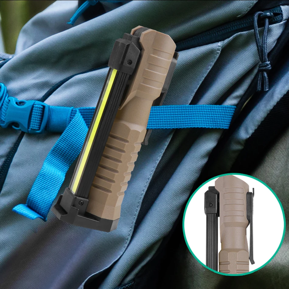 Luz de trabajo LED COB plegable, linterna de inspección magnética portátil, recargable por USB, para acampar al aire libre, reparación de automóviles
