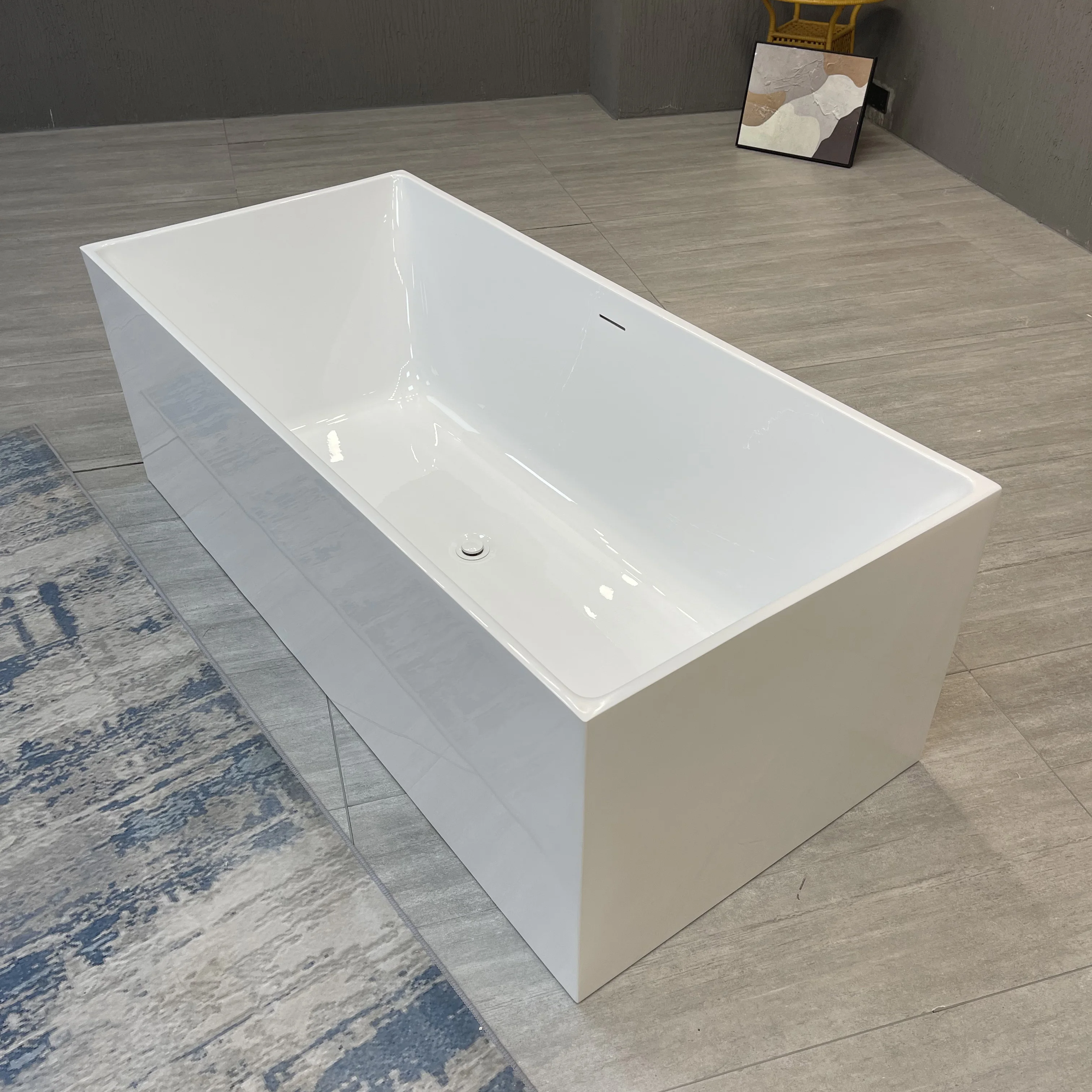 Bathtub,Suly Merlin Special Offer Square Narrow Sided Right Angled Freestanding Acrylic Bathtub Whirlpool Soaking Bath Tub