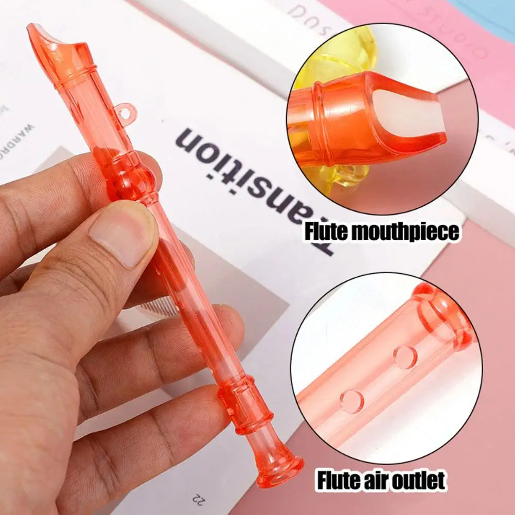 6 Hole Mini Flute Plastic Creative Early Education Transparent Flute Musical Instrument For Kids Random Color