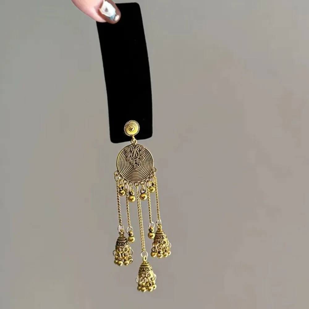 New Chinese Style Tassel Bell Hair Band Head Wear Velvet Ethnic Style Hair Hoop Hair Wear Hair Clip Silver Pendant Hair Clip
