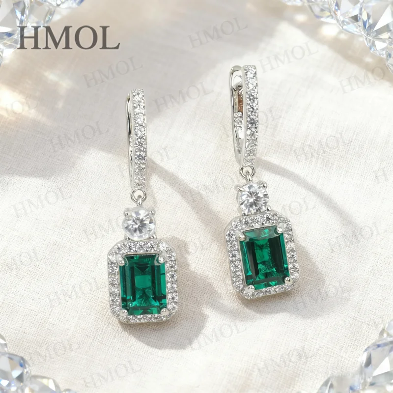 أقراط مخصصة للنساء قطع الزمرد 2.7-4CT مختبر نمت الأحجار الكريمة روبي/الياقوت/بادبارادشا هيبوالرجينيك هدية الكريسماس #5