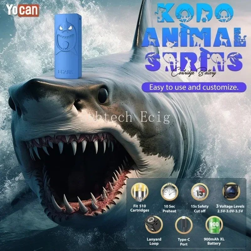 100% Original Yocan Kodo Animal Box Mod Preheat Vape Battery 900mAh 3 Voltage Levels for Thick Oil Cartridges Carts Vaporizers