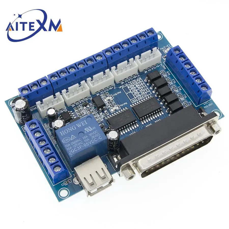 MACH3 Interface Board CNC 5 Axis With Optocoupler Adapter Stepper Motor Driver + USB Cable