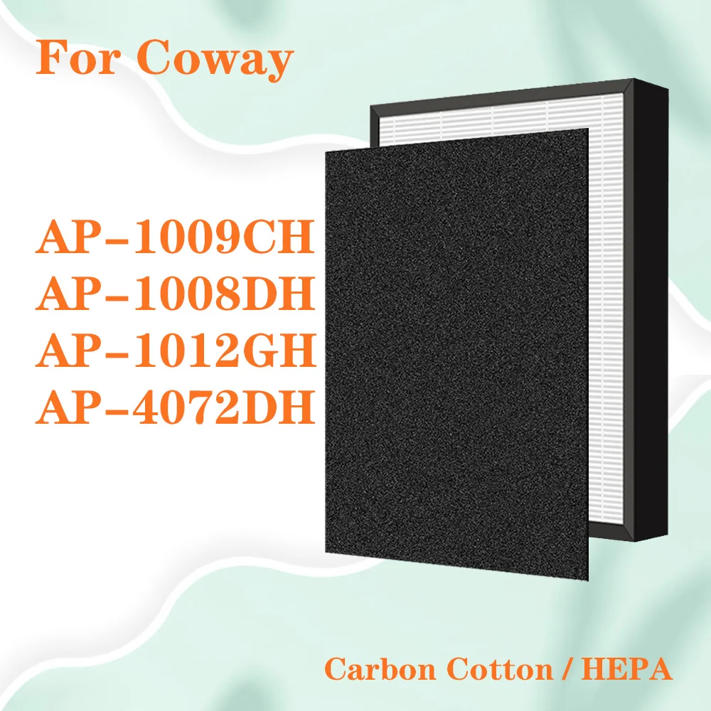 Suitable for Coway AP-1009CH AP-1008DH AP-1012GH AP-4072DH air purifier Replacement HEPA filter and  carbon cotton filter