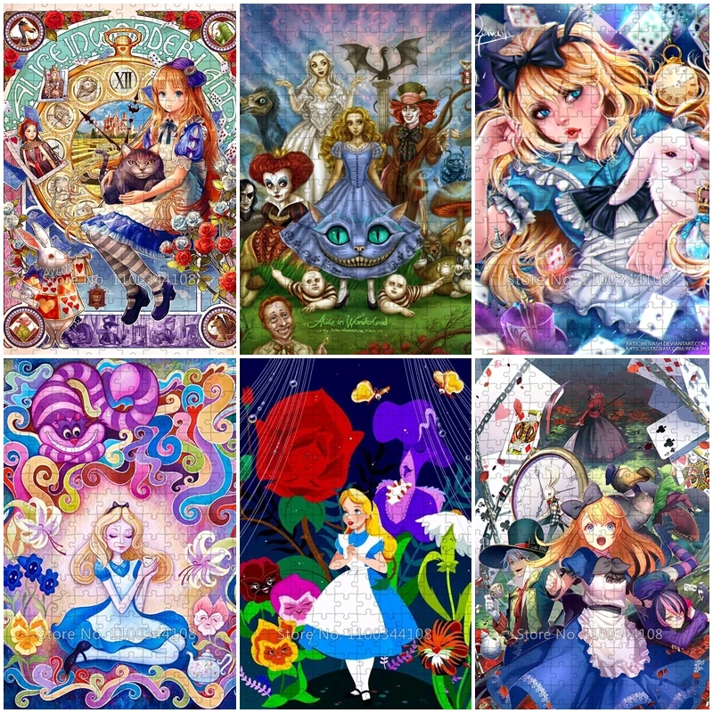 Alice In Wonderland Jigsaw Puzzle Disney 35/300/500/1000 Pieces Puzzles for Children's Educational Toys Adults Handmade Gifts