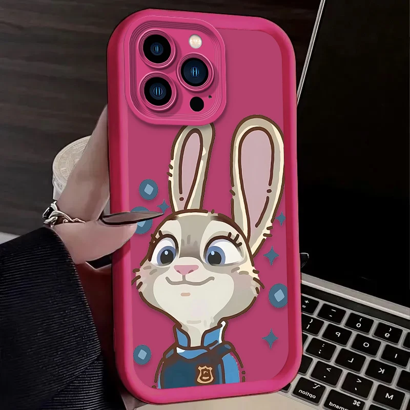 حافظة Zootopia Nick Judy لهاتف آيفون 17 Air 16 16E 15 14 13 12 11 Pro Max X XS Max XR SE 2020 SE4 7 8 غطاء طباعة مقاوم للصدمات