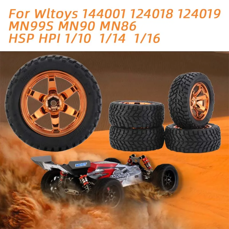 Off Road Buggy pneu para Wltoys, RC carro atualização parte, 75 milímetros roda, 144001, 124018, 124019, MN99S, MN90, MN86, HSP, HPI, 1:10, 1/14,