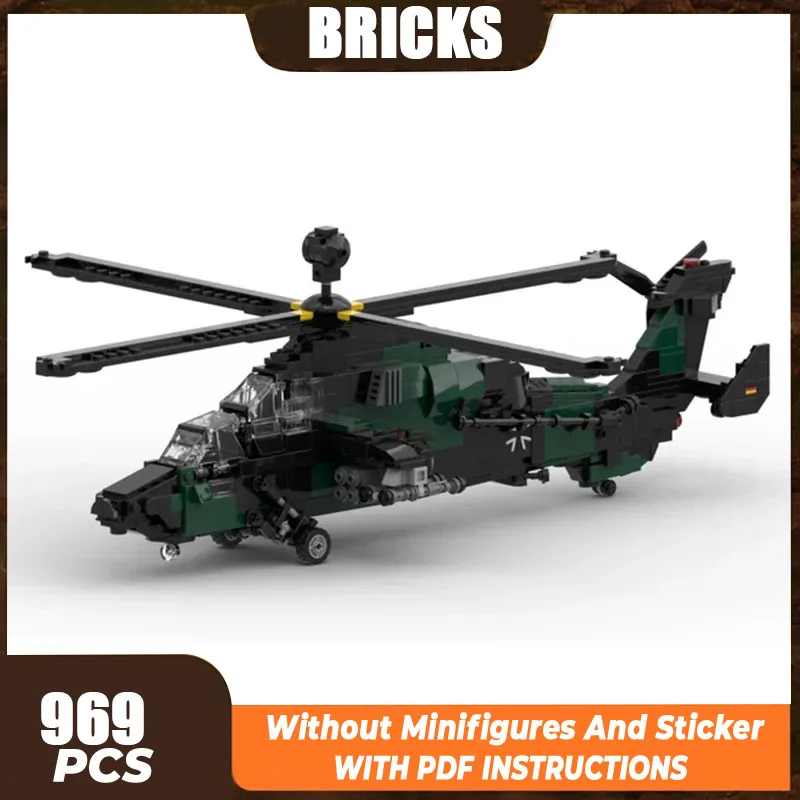 Military Aircraft Model Moc Building Bricks Eurocopter EC665 Tiger Fighter Technology Blocks Gift Christmas Toy DIY Set Assembly