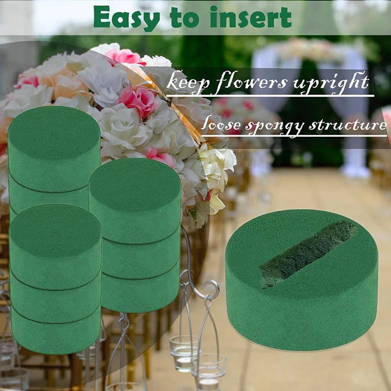 12 قطعة من رغوة الزهور الجافة والرطبة، كتل الزهور المستديرة، رغوة الزهور للزهور الطازجة أو الاصطناعية SQ