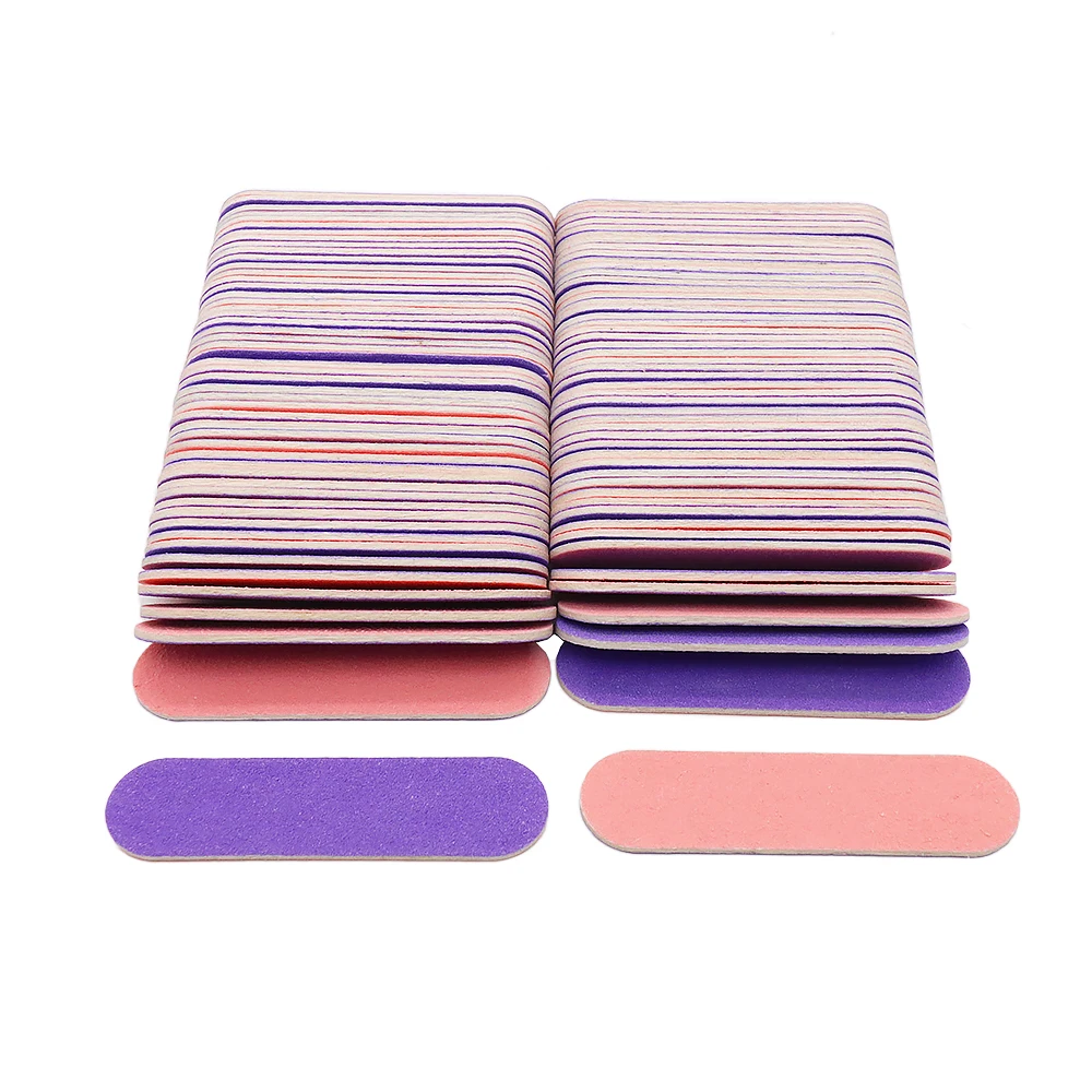 50Pcs Mini Wooden Nail Files Set Disposable Double Sided Sandpaper Nails File Nail Supplies For Professional Portable Wood Files