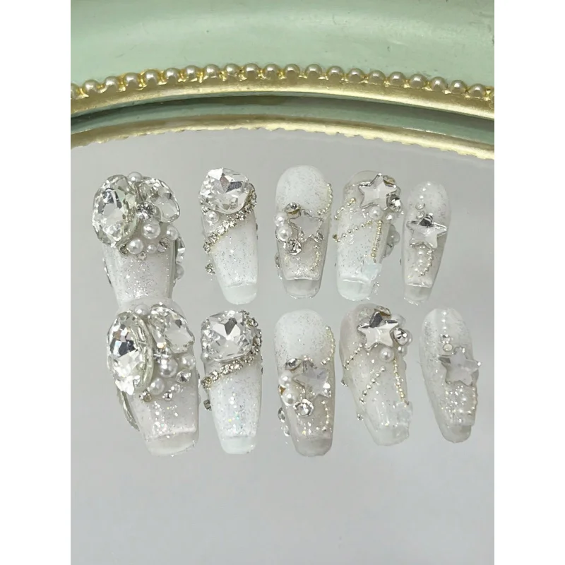 

Пакет из 10 листов, накладные ногти ручной работы, длинные ногти, ногти-трубы, съемные, многоразовые, подходят для вечеринок и праздников