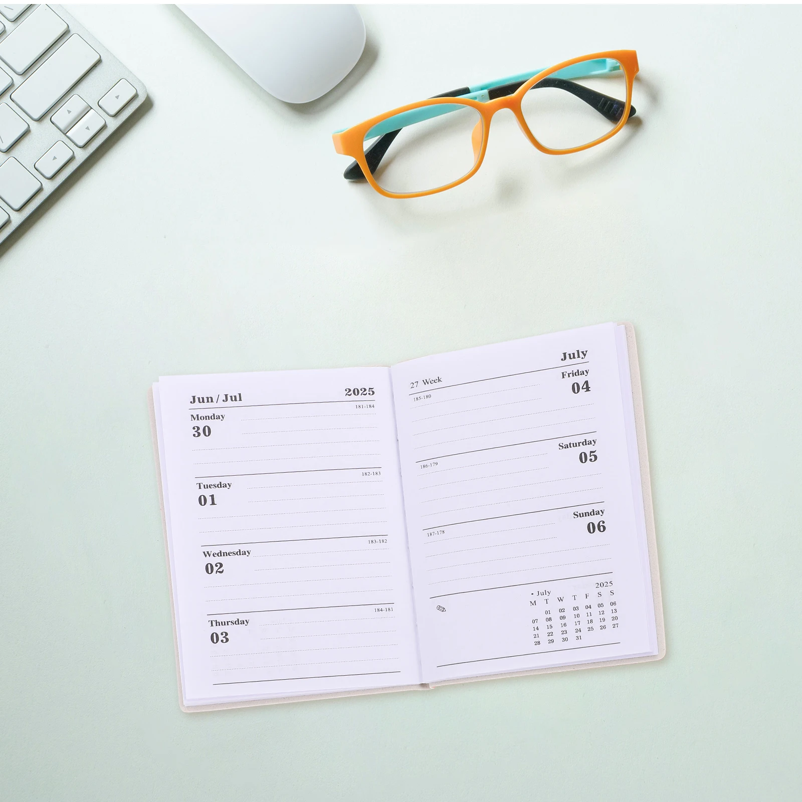 

2025 Weekly Planner Home School Office Supplies Hardcover Small Note Book Pu Thick Paper Calendar Journal