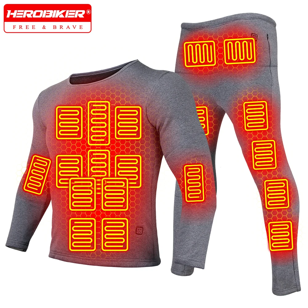 

Men's Heated Thermal Underwear Set Women Winter Outdoor Sports Underwear 28 Heating Areas Heated Shirt Pant USB Electric Heating