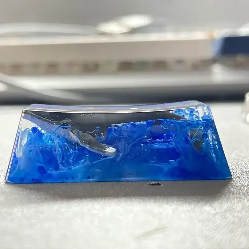 2u Verwijderen Key Point Keycap Custom 3D Crystal Whale Hars Mechanische Toetsenbord Keycaps Adapter Cross Shaft Artisan Key Caps Gift