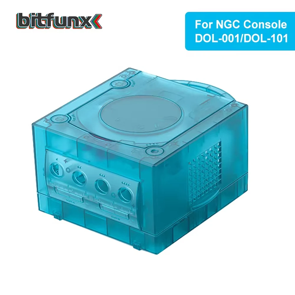 Bitfunx Ice Blue Replacement Shell Transparent Case Protective Housing for Gamecube NGC GC DOL-001 DOL101 Game Console