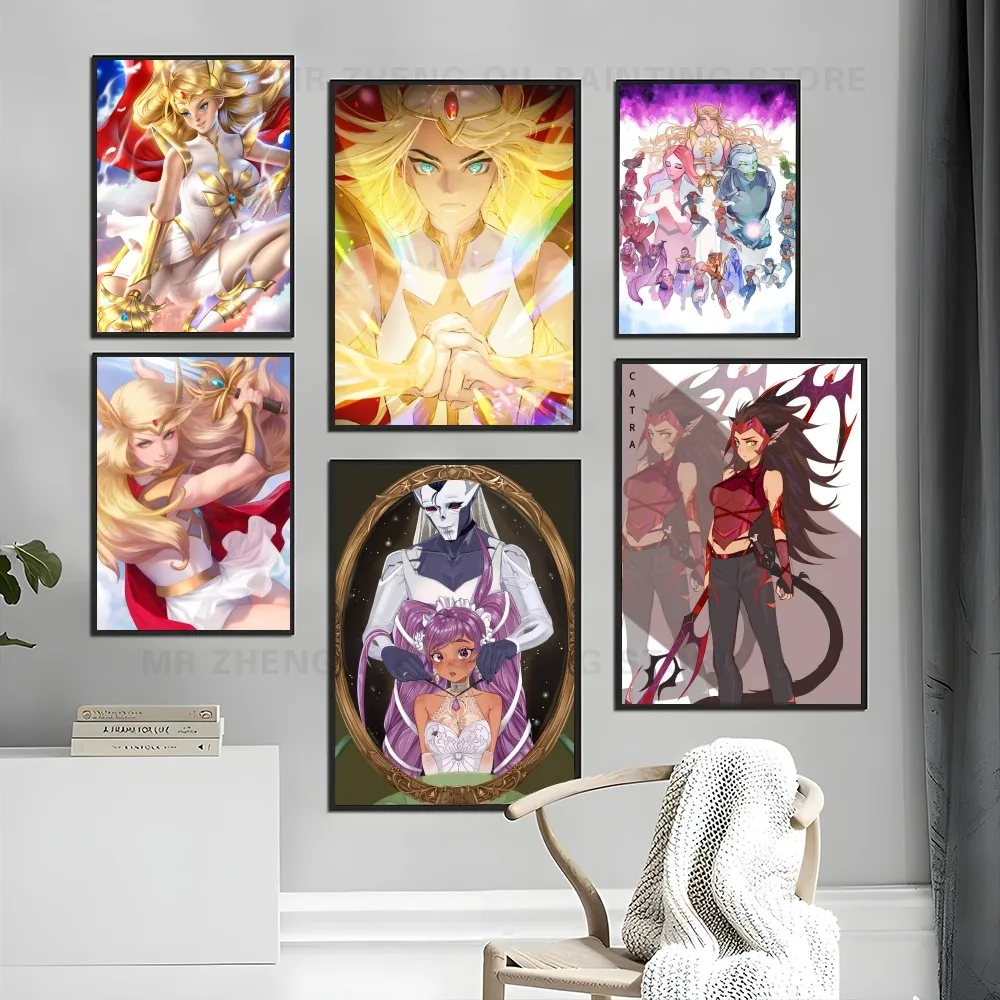 1PC Anime She Ra And The Princesses Of Power Poster Self-adhesive Art Waterproof Paper Sticker Coffee House Bar Room Wall Decor