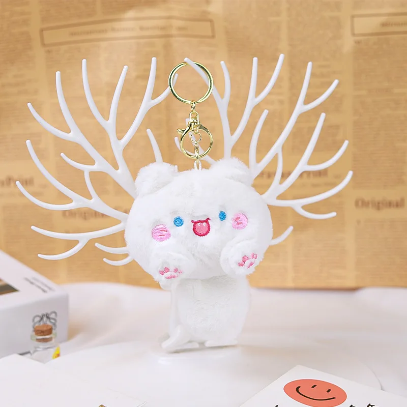Kawaii Cartoon Cat Plush Keychain Cute White Kitten Stuffed Doll Backpack Pendant Soft Plush Toy Gift For Girls Kids view 4