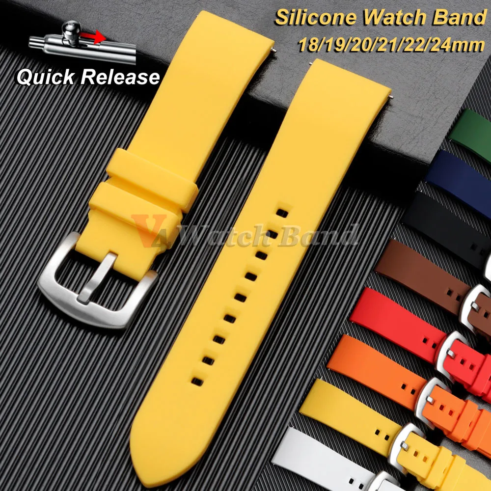 Quick Release Sports Silicone Watchband 18/19/20/21/22/23/24mm Bracelet Rubber Strap Men Waterproof Bracelet Universal Wristband