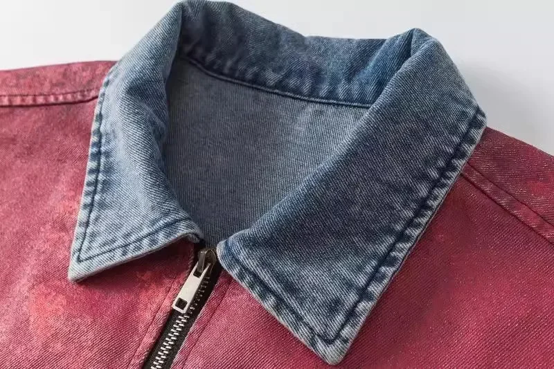 Jesień Kobiety Vintage Loose Tie Dye Gradient Denim Coat Female Casual Blue Trendy Niche Jeans Jacket Odzież wierzchnia Streetwear 3XL