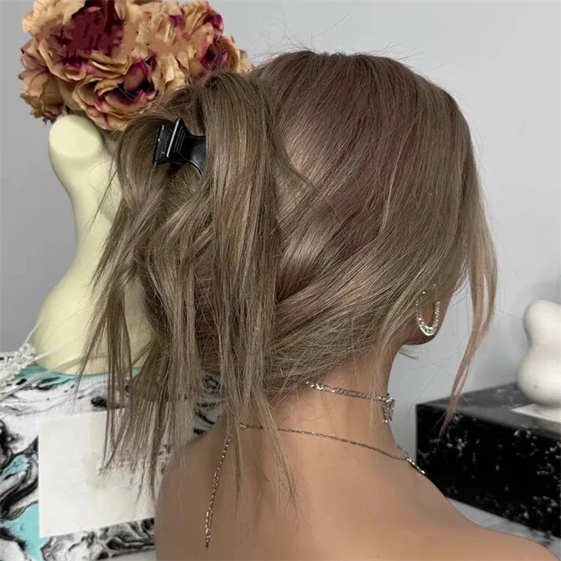 Ombre Bruine Pruik Lange Rechte Synthetische Kant Voorkant Pruik Lijmloze Brunette Haar Chocolade Bruine Kant Pruiken Voor Vrouwen Feest Cosplay